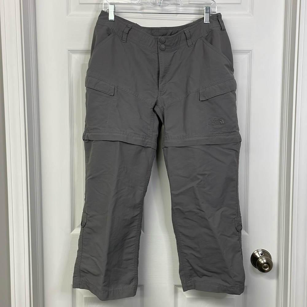 The North Face Womens Size 12 Gray Cargo Hiking Pants Outdoor Water Repellant